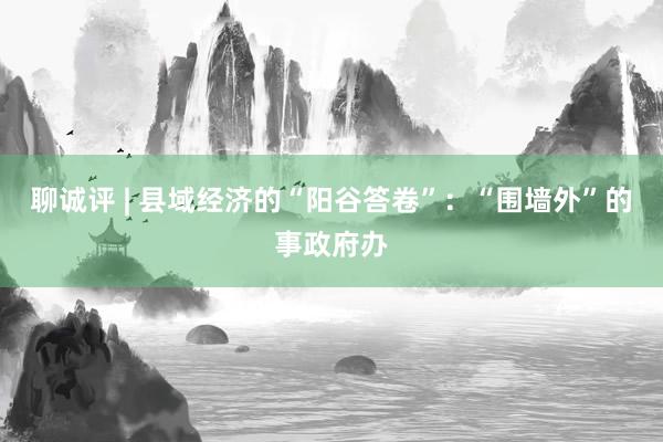 聊诚评 | 县域经济的“阳谷答卷”：“围墙外”的事政府办