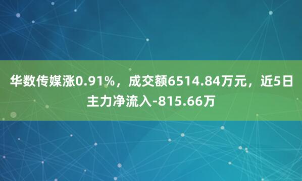 华数传媒涨0.91%，成交额6514.84万元，近5日主力净流入-815.66万
