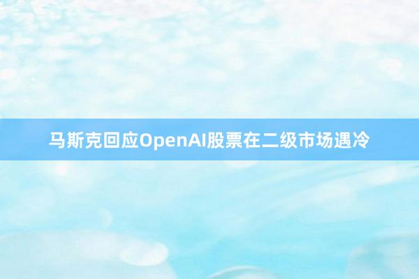 马斯克回应OpenAI股票在二级市场遇冷