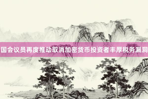 国会议员再度推动取消加密货币投资者丰厚税务漏洞